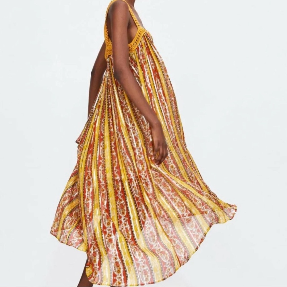 Zara Spaghetti Strap Floral Midi Dress